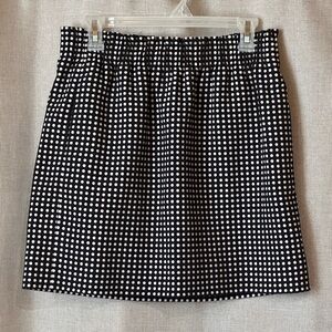 J. Crew•stretch waist a-line skirt•women’s 8•cotton blend•black & white polkadot